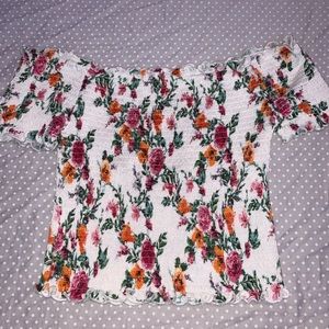 Floral Off The Shoulder Crop Top
